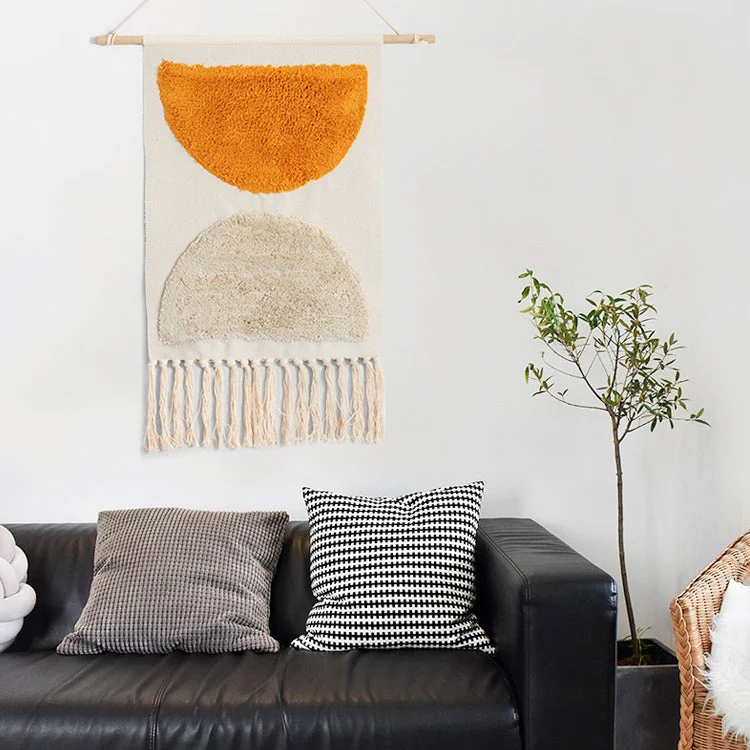 Macrame tapestry with tassel wall decor