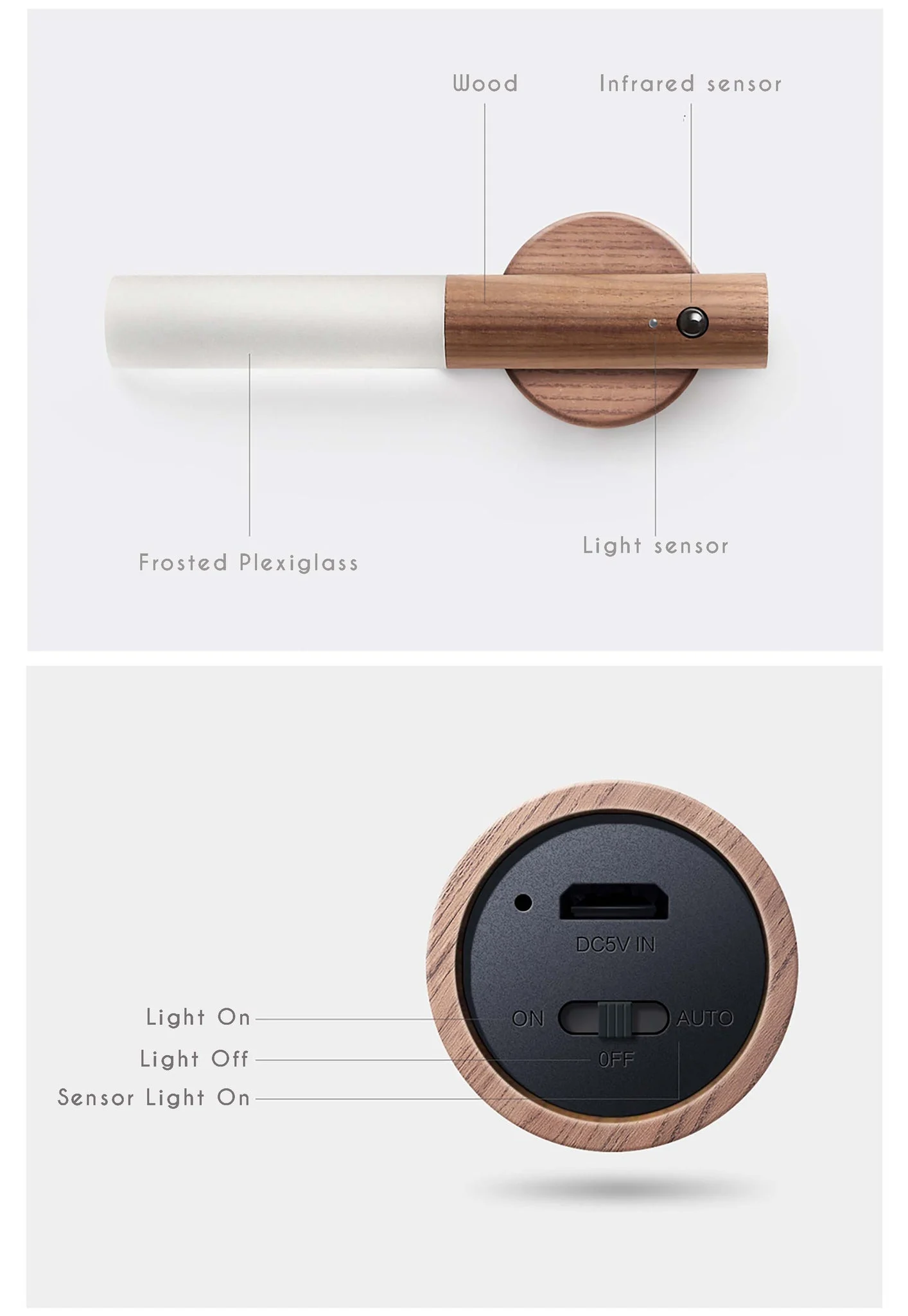 portable wood stick wall/table light