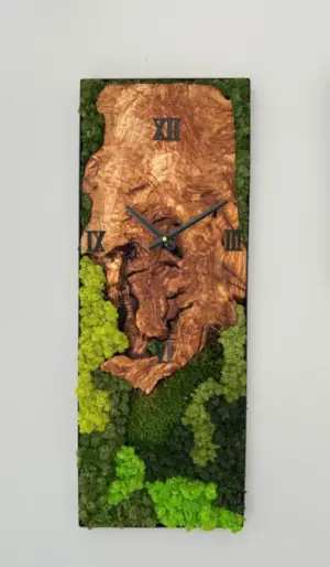 Olive & Moss Wood Wall Clock and Panel
