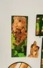 Olive & Moss Wood Wall Clock and Panel (5) Olive & Moss Wood Wall Clock and Panel (5)