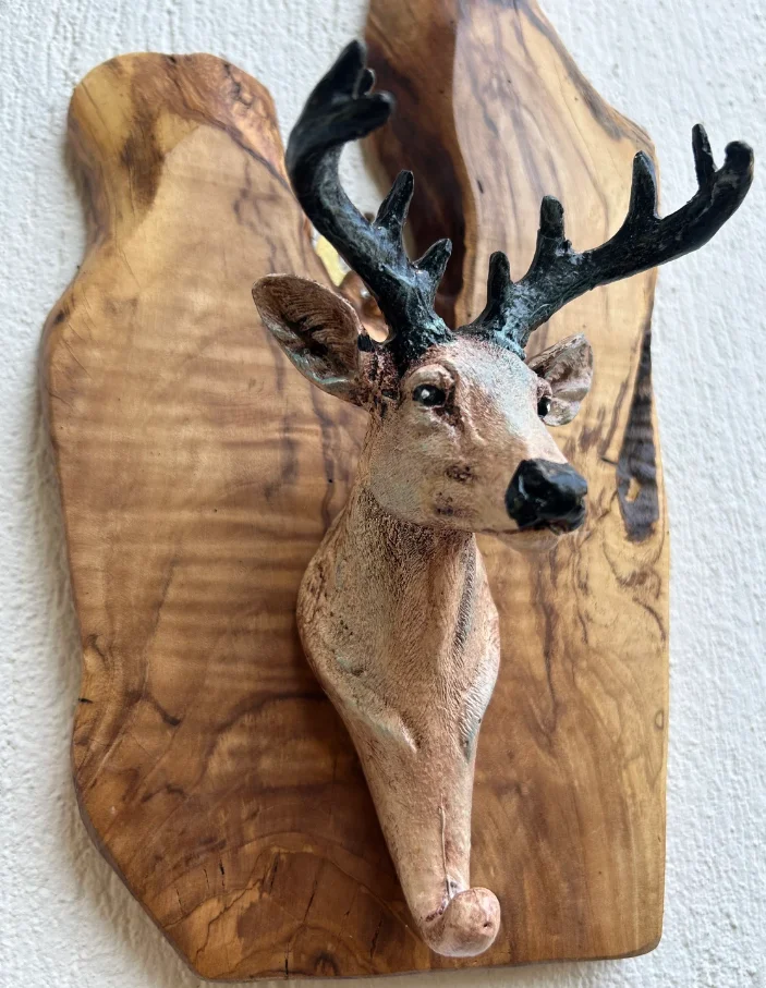 Olive Wall Decor,wall Art, Deer Coat Rack (1)