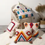 0 main housse de coussin geometrique taie d39oreiller coloree style boheme avec fleurs brodees en 3d faite a la main 3 tailles