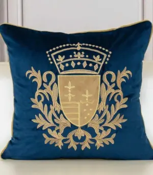 Royal Velvet Cushion Cover with Gold Embroidery 45cm
