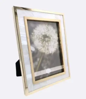 Picture Frame White Shell in Gold Frame 22.5 cm