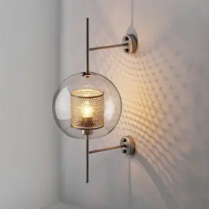 Oneal Industrial LED Wall Lamp - Silver/Gold - Indoor - Metal/Glass