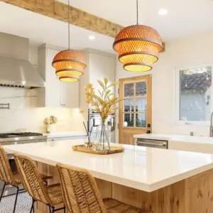 Homeko Natural Basket Island Pendant Light