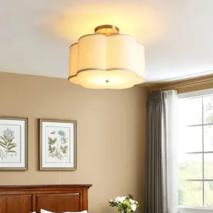 Homeko White Flower Semi Flush Ceiling Light For Bedroom