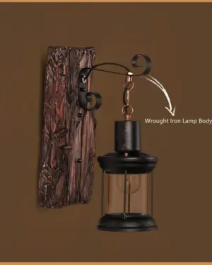 LichtGlas - Cylinder shaped wall lamp with glass, iron and wooden base