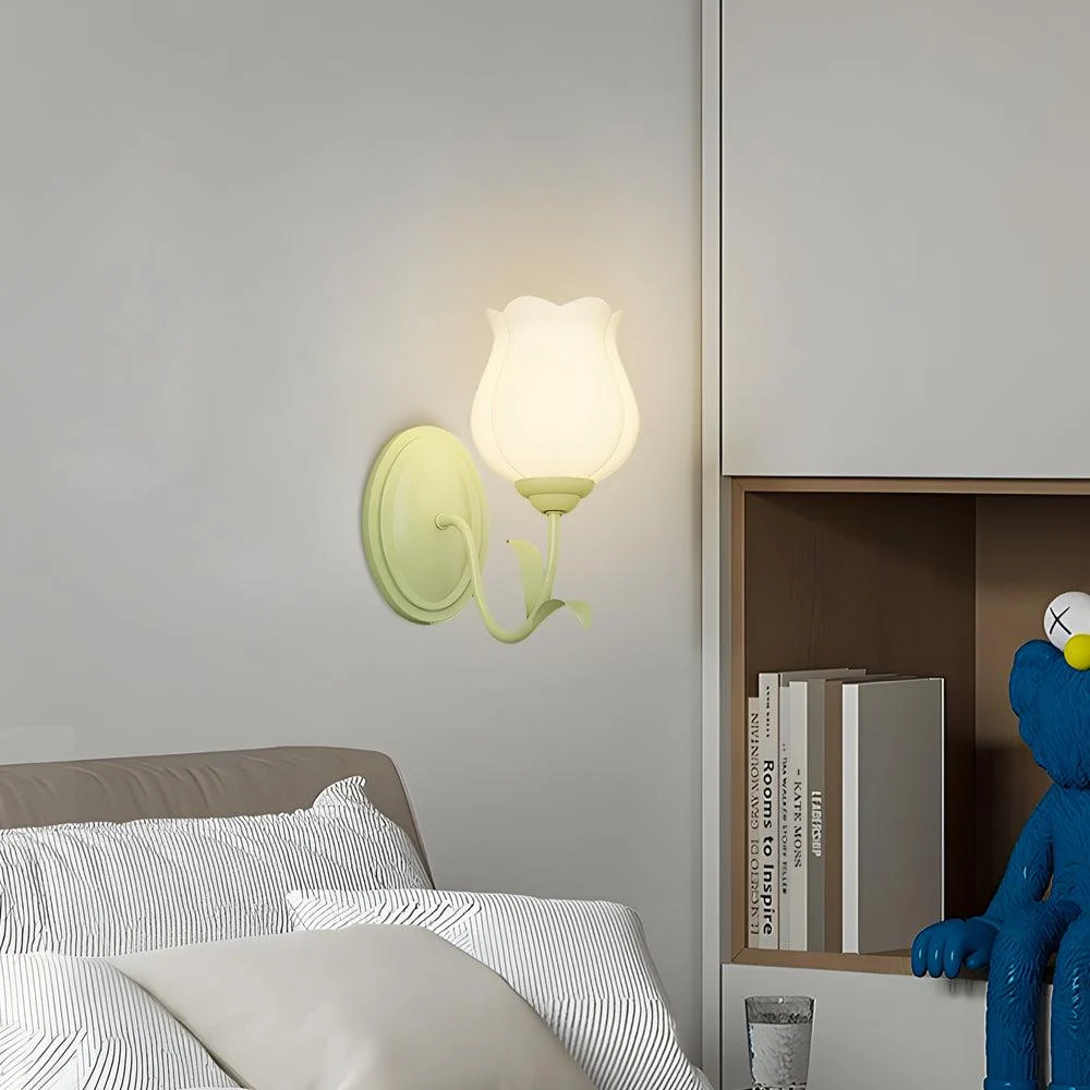 1/2 Light Flower Glass Three Step Dimmable Green Wall Lamps -  - #tag1#