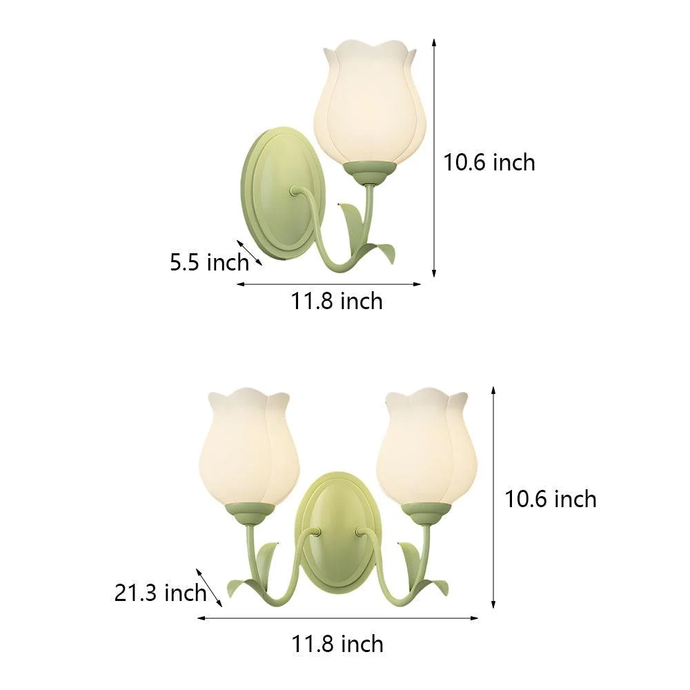 1/2 Light Flower Glass Three Step Dimmable Green Wall Lamps -  - #tag1#