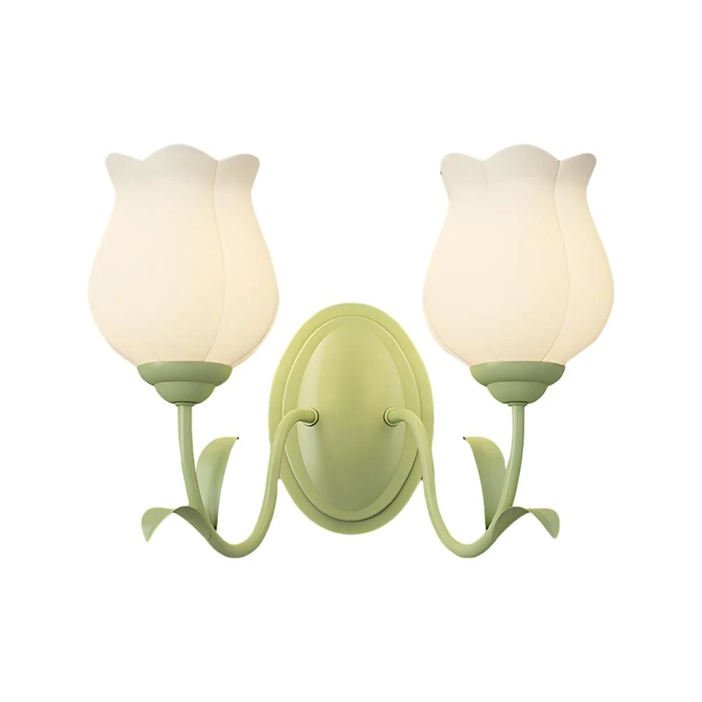 1/2 Light Flower Glass Three Step Dimmable Green Wall Lamps -  - #tag1#
