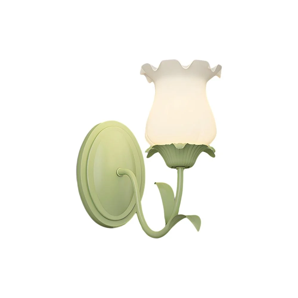 1/2 Light Flower Glass Three Step Dimmable Green Wall Lamps -  - #tag1#