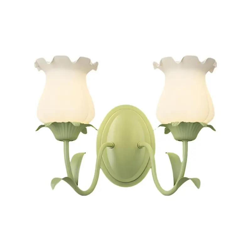1 2 Light Flower Glass Three Step Dimmable Green Wall Lamps tag1