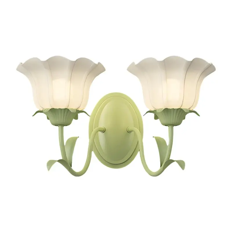 1 2 Light Flower Glass Three Step Dimmable Green Wall Lamps tag1