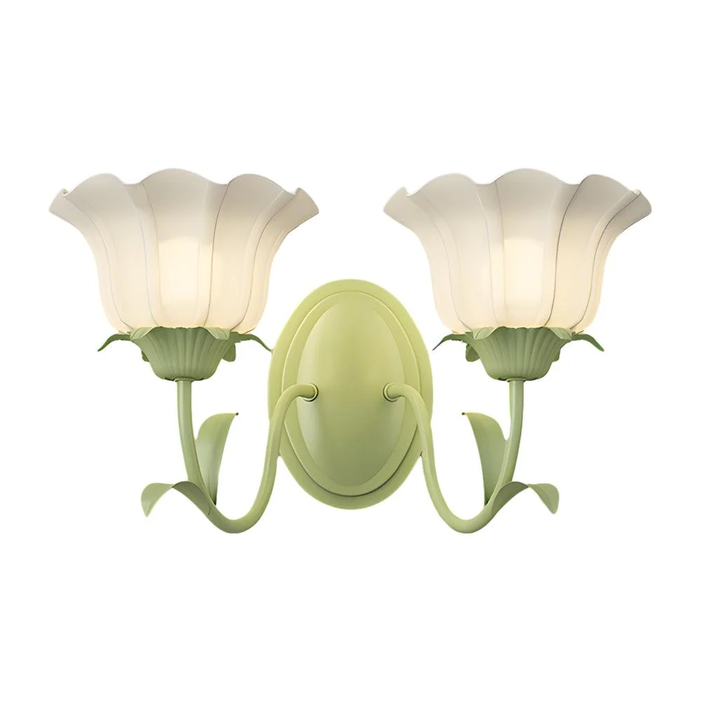 1/2 Light Flower Glass Three Step Dimmable Green Wall Lamps -  - #tag1#