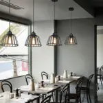1 3 Light Black Small Iron Cage LED Industrial Style Retro Chandelier tag1