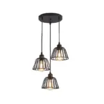 1 3 Light Black Small Iron Cage LED Industrial Style Retro Chandelier tag1