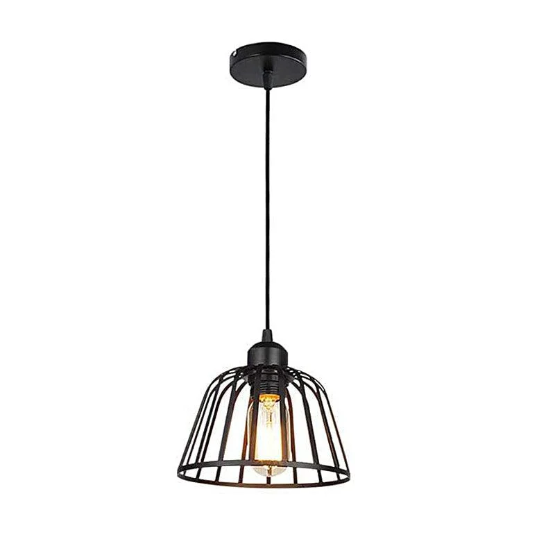 1/3 Light Black Small Iron Cage LED Industrial Style Retro Chandelier -  - #tag1#