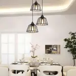 1 3 Light Black Small Iron Cage LED Industrial Style Retro Chandelier tag1