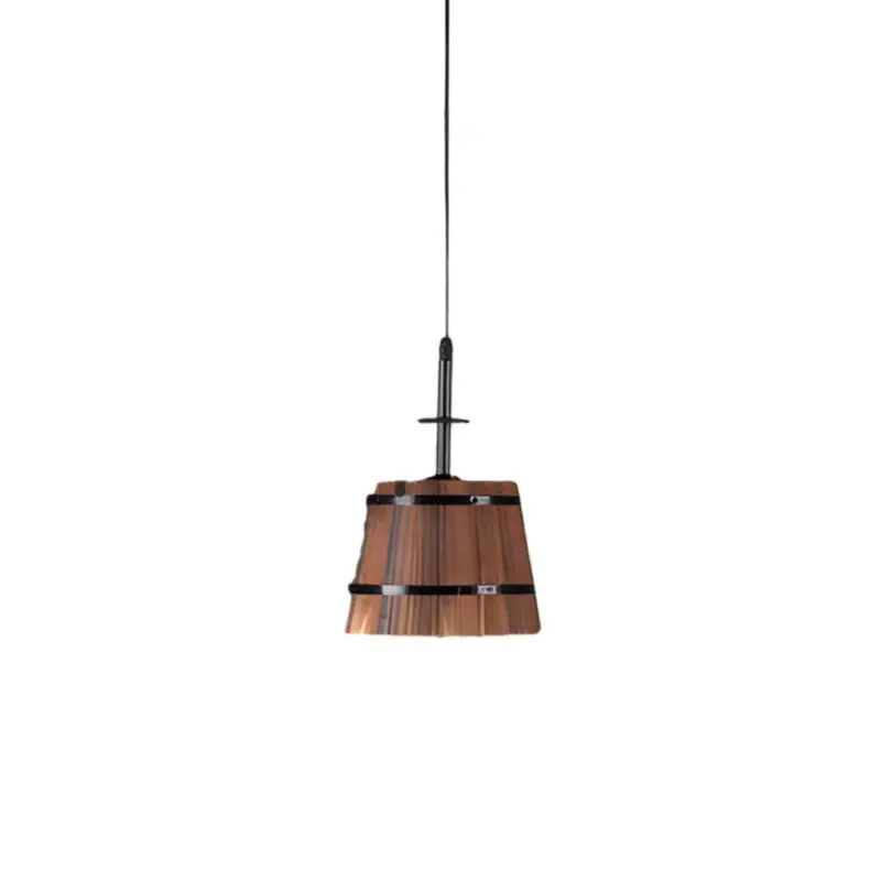 1 3 Light Rustic Wooden Bucket Shade Pendant Light for Cafe Bar tag1
