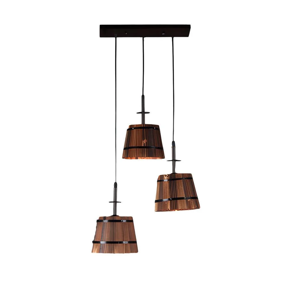 1/3 Light Rustic Wooden Bucket Shade Pendant Light for Cafe Bar -  - #tag1#