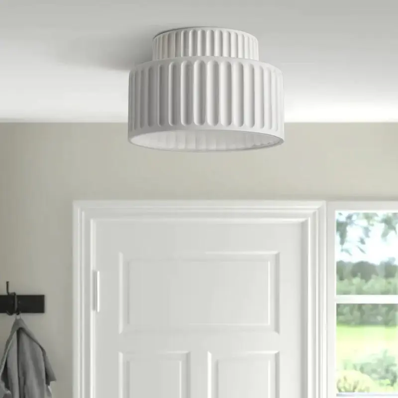 1 LightCreamStyleVintageDrumSemiFlushMountCeilingLamp