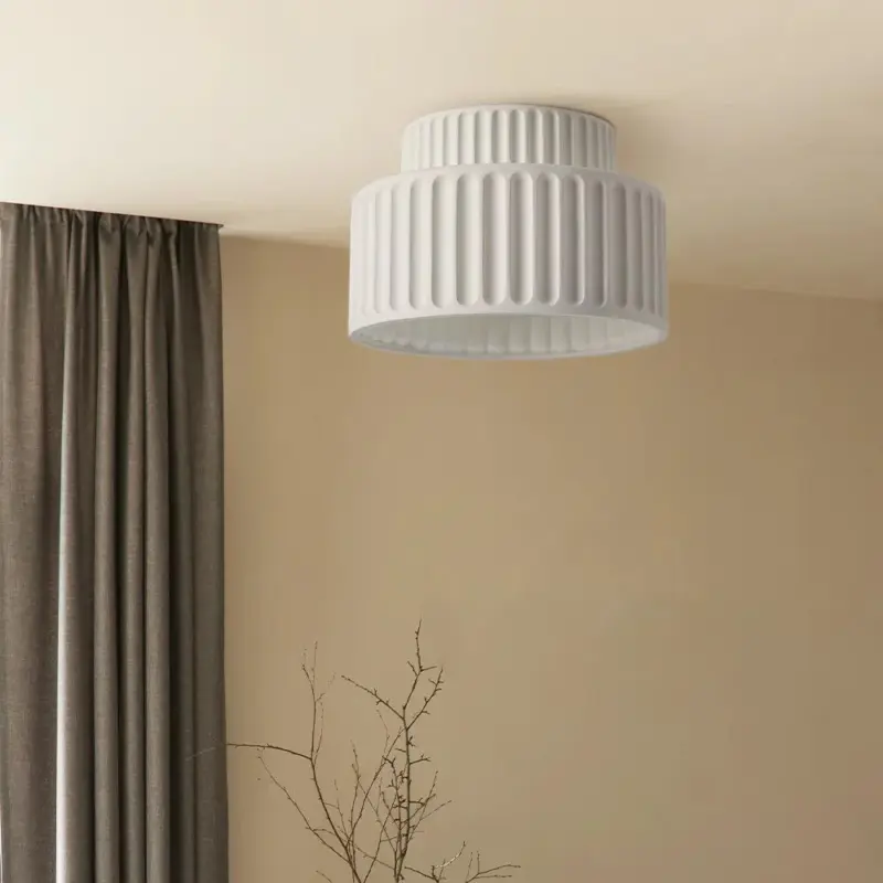 1 LightCreamStyleVintageDrumSemiFlushMountCeilingLamp