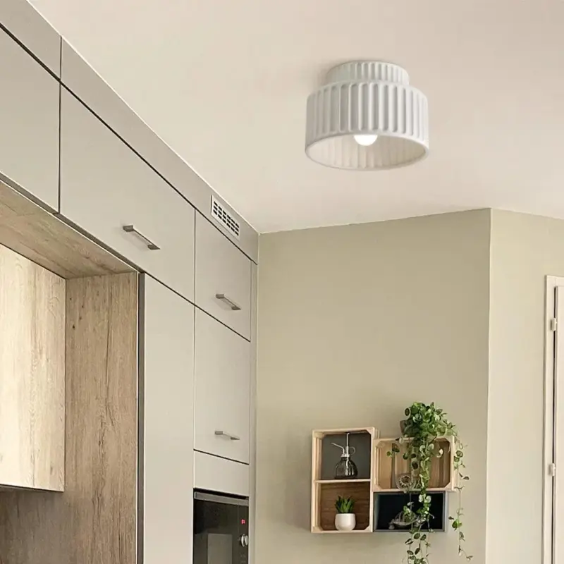 1 LightCreamStyleVintageDrumSemiFlushMountCeilingLamp
