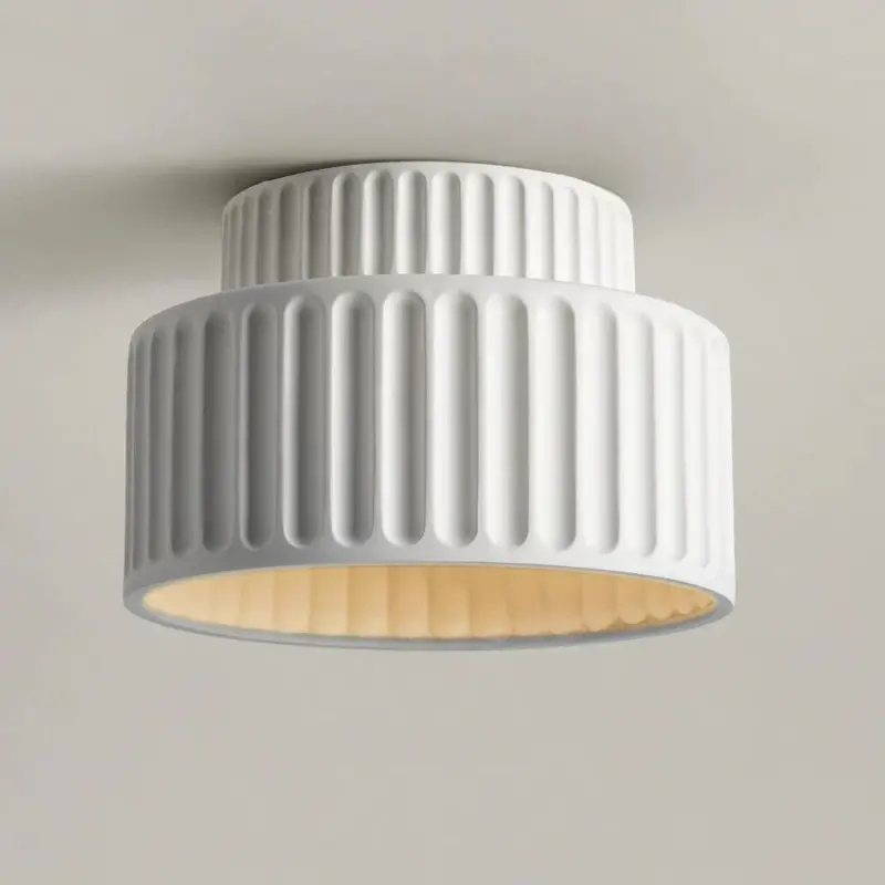 1 LightCreamStyleVintageDrumSemiFlushMountCeilingLamp