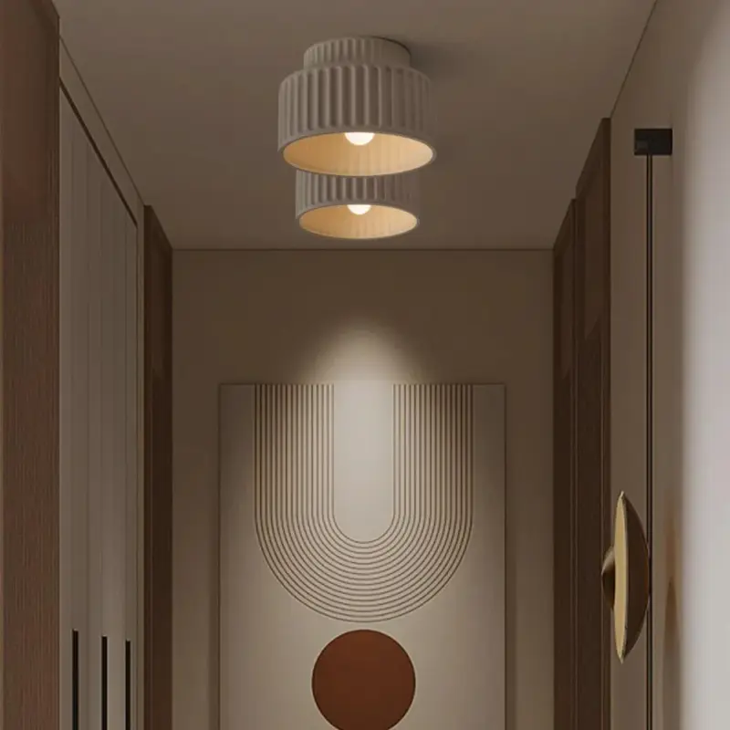 1 LightCreamStyleVintageDrumSemiFlushMountCeilingLamp