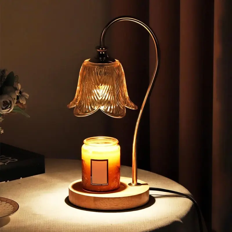 1 Light Candle Warmer Table Lamp with Glass Shade tag1