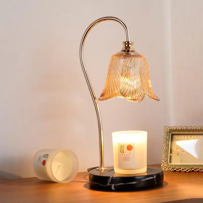 1 Light Candle Warmer Table Lamp with Glass Shade tag1