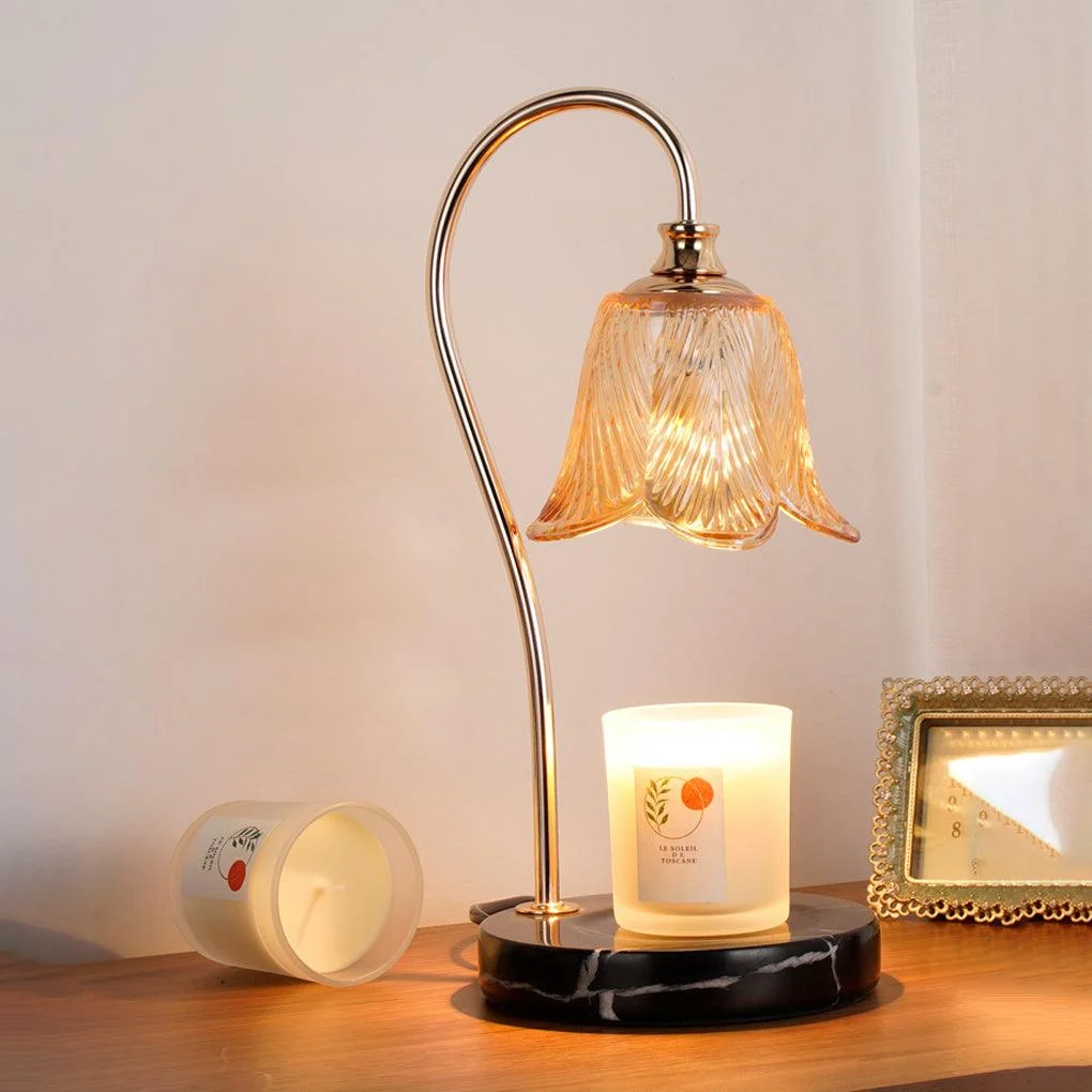 1-Light Candle Warmer Table Lamp with Glass Shade -  - #tag1#