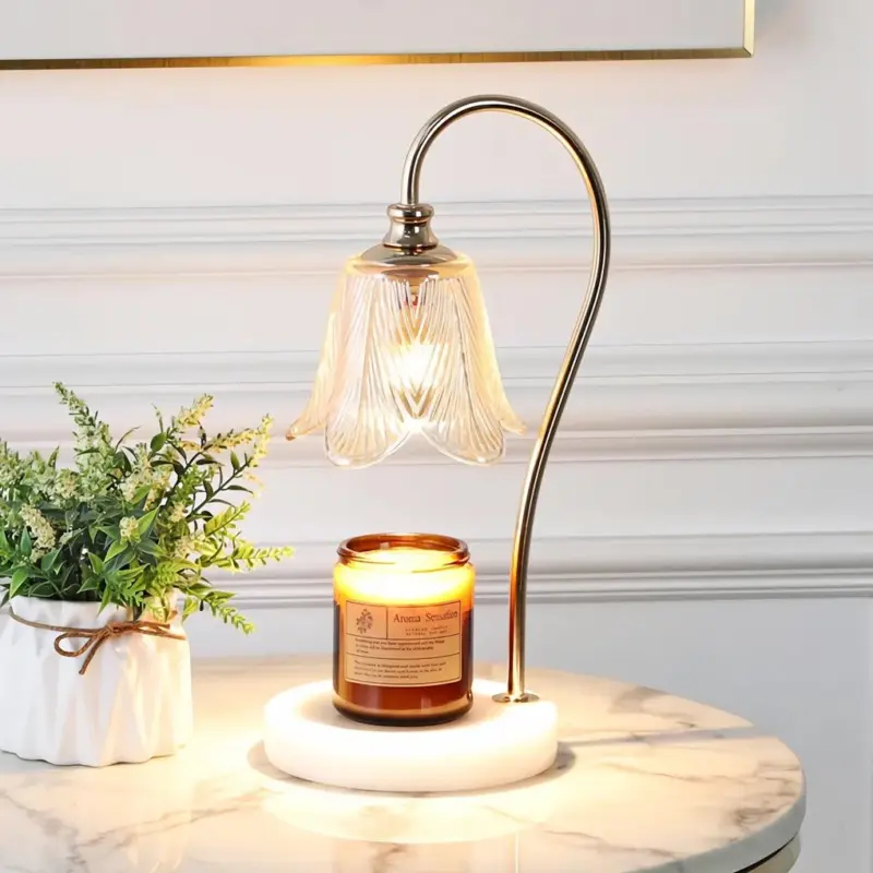 1 Light Candle Warmer Table Lamp with Glass Shade tag1
