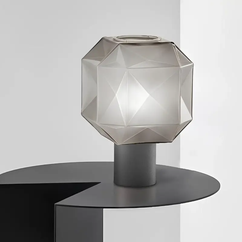 1 Light Cubo Table Lamp with Smoke Gray Glass Shade tag1