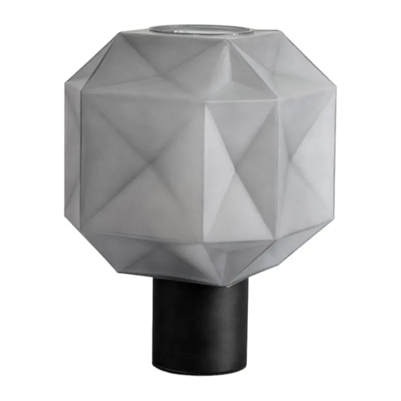 1 Light Cubo Table Lamp with Smoke Gray Glass Shade tag1