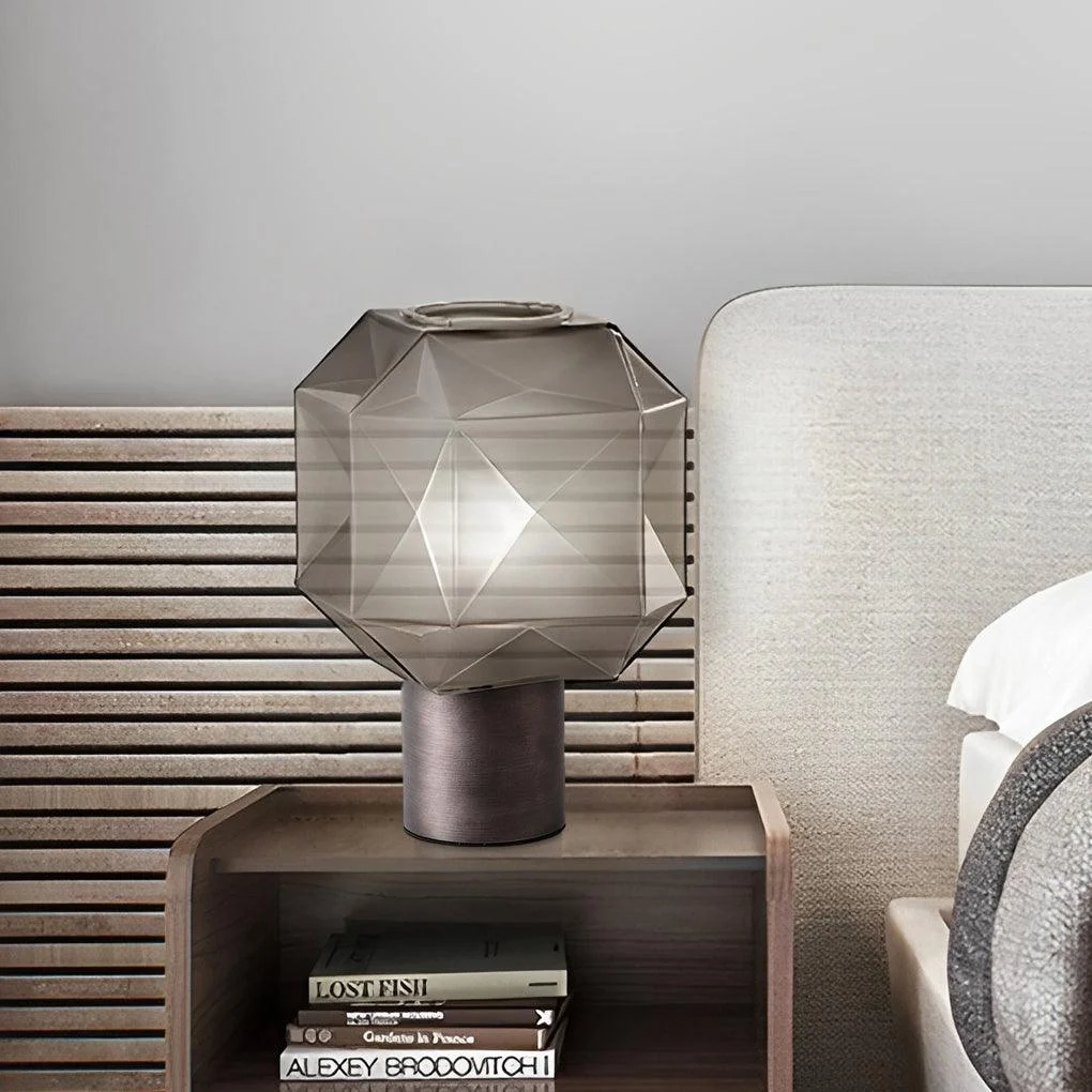 1-Light Cubo Table Lamp with Smoke Gray Glass Shade -  - #tag1#