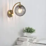 1-Light_Curved_Arm_Wall_Lamp_with_Spherical_Ribbed_Glass_Shade_-_-_tag1_-4115979 1 Light Curved Arm Wall Lamp with Spherical Ribbed Glass Shade tag1