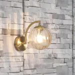 1-Light_Curved_Arm_Wall_Lamp_with_Spherical_Ribbed_Glass_Shade_-_-_tag1_-4115991 1 Light Curved Arm Wall Lamp with Spherical Ribbed Glass Shade tag1