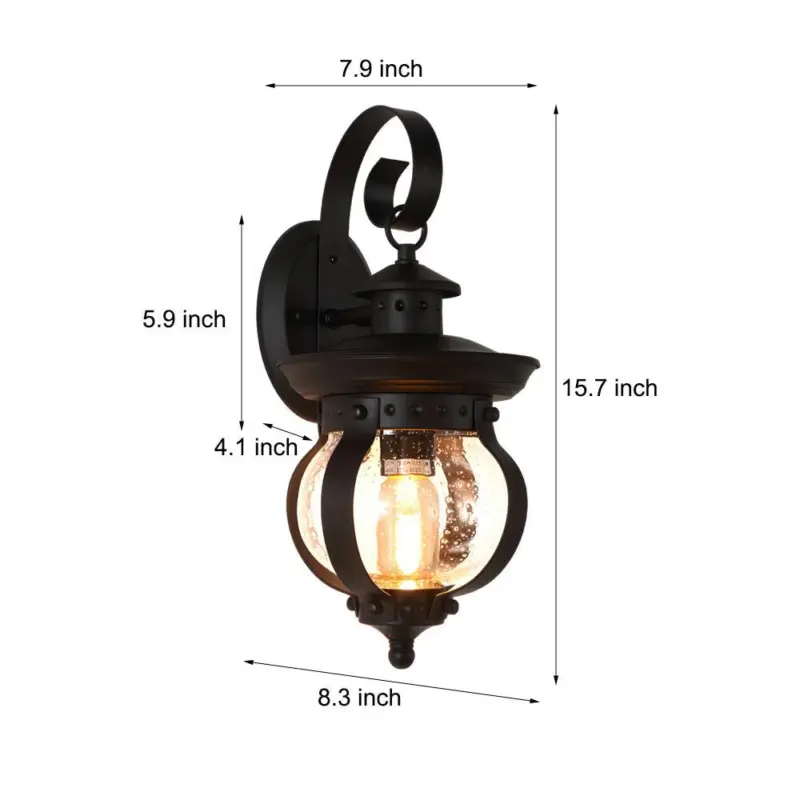 1 Light LED Outdoor Wall Lantern with Curved Arm tag1