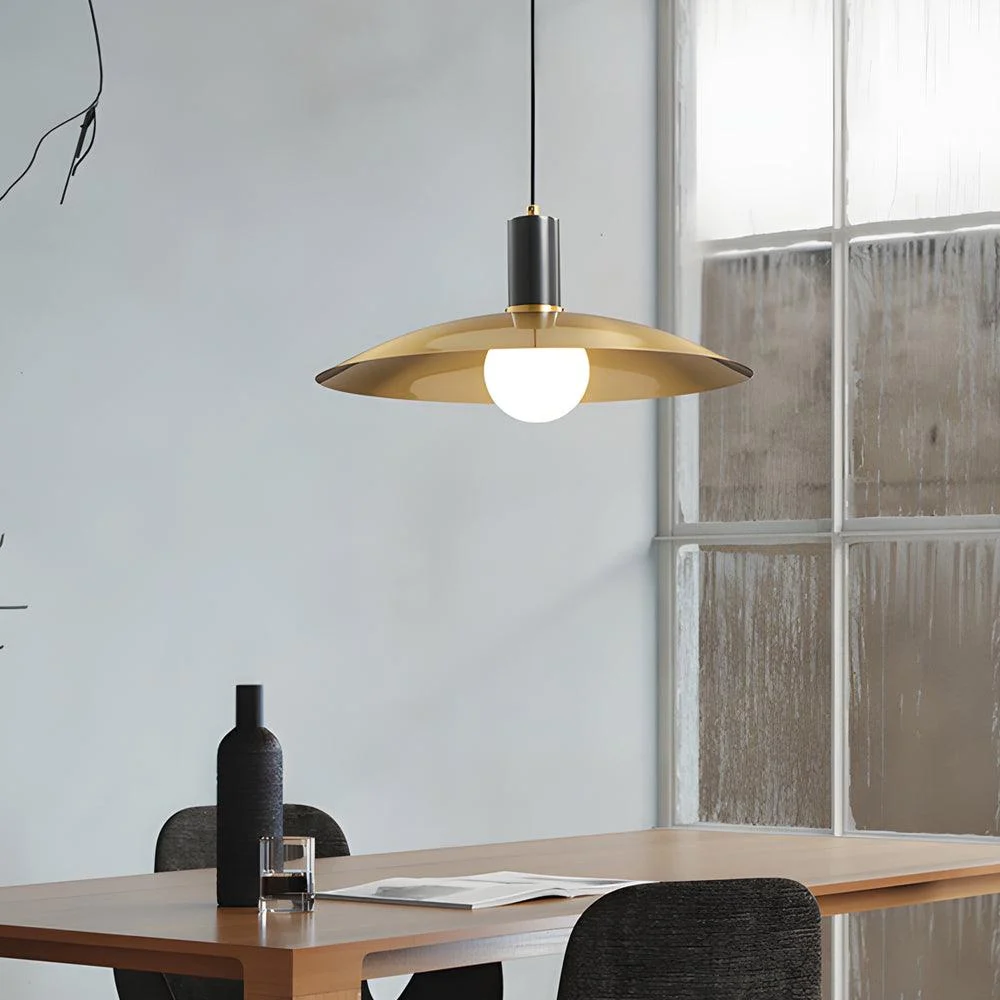 1-Light Mid-Century Brass Pendant Lamp -  - #tag1#
