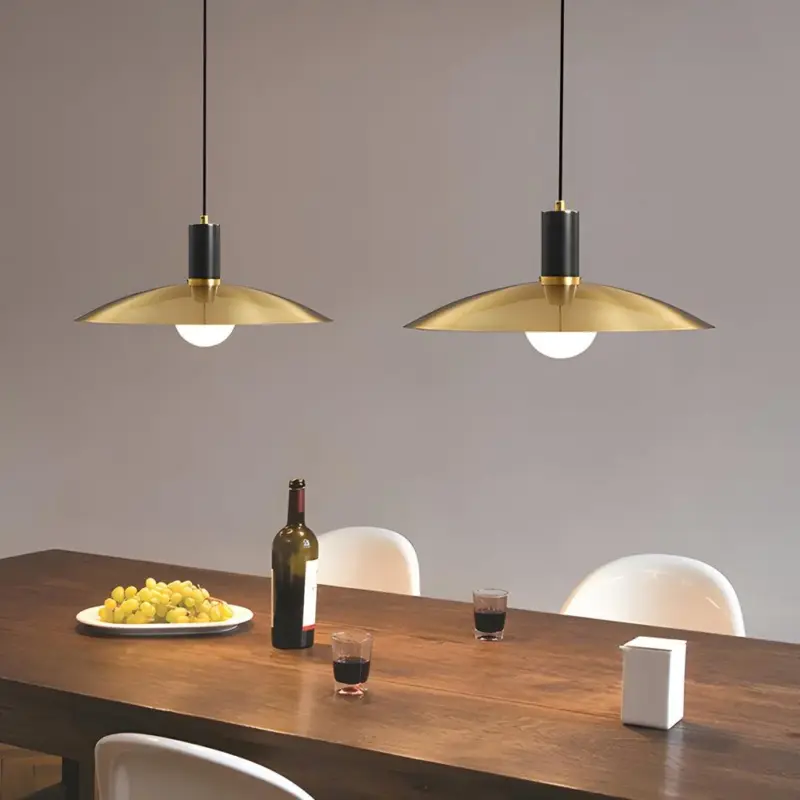 1 Light Mid Century Brass Pendant Lamp tag1
