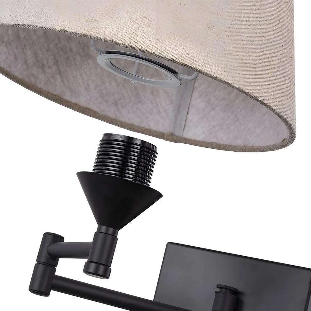 1-Light Plug-In Swivel Arm Wall Lamp with Linen Shade -  - #tag1#