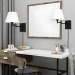 1 Light Plug In Swivel Arm Wall Lamp with Linen Shade tag1
