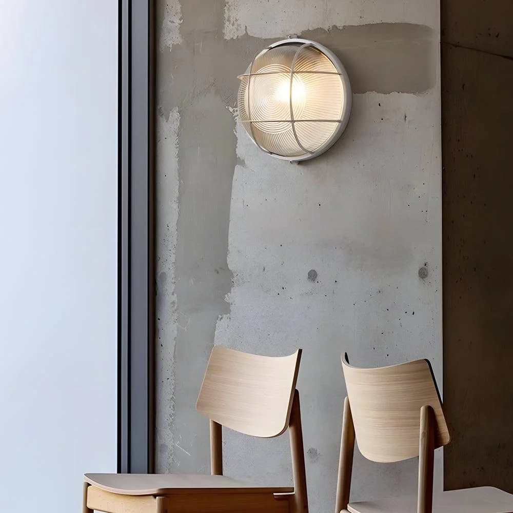 1-Light Retro Industrial Oval/Round Outdoor Wall Lamp -  - #tag1#