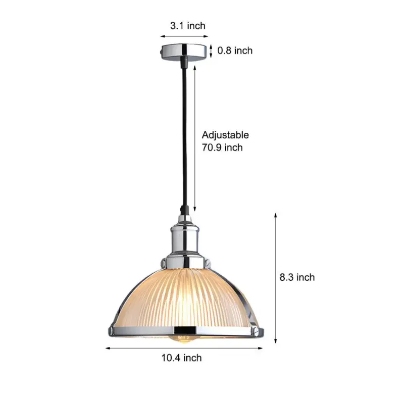1 Light Retro Pendant Lamp with Striped Glass Shade tag1