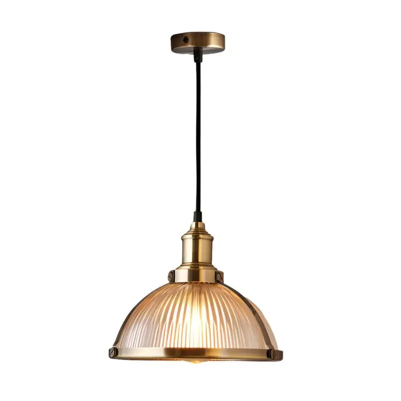 1 Light Retro Pendant Lamp with Striped Glass Shade tag1
