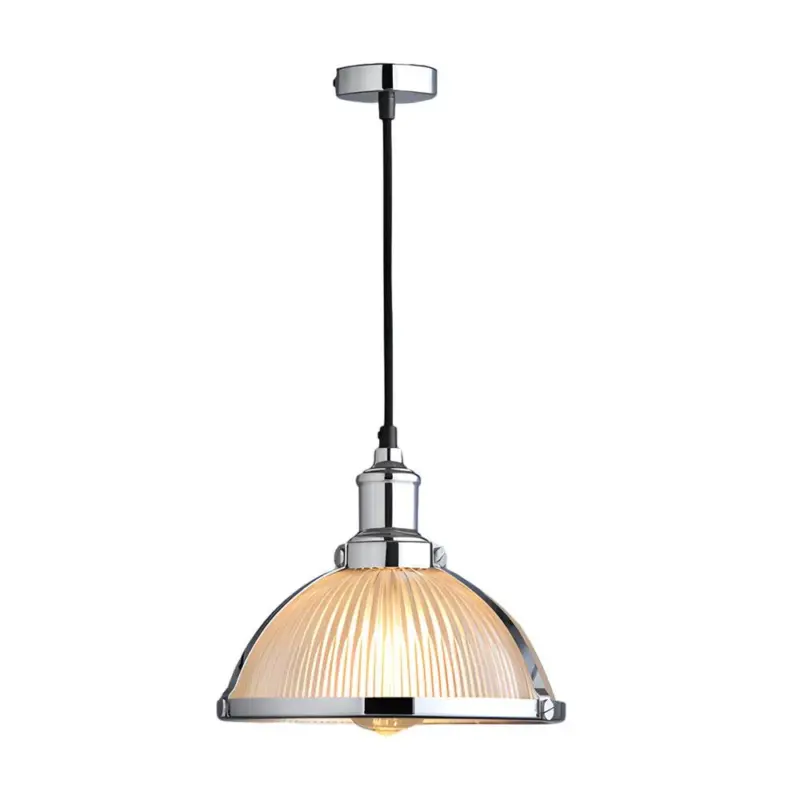 1 Light Retro Pendant Lamp with Striped Glass Shade tag1