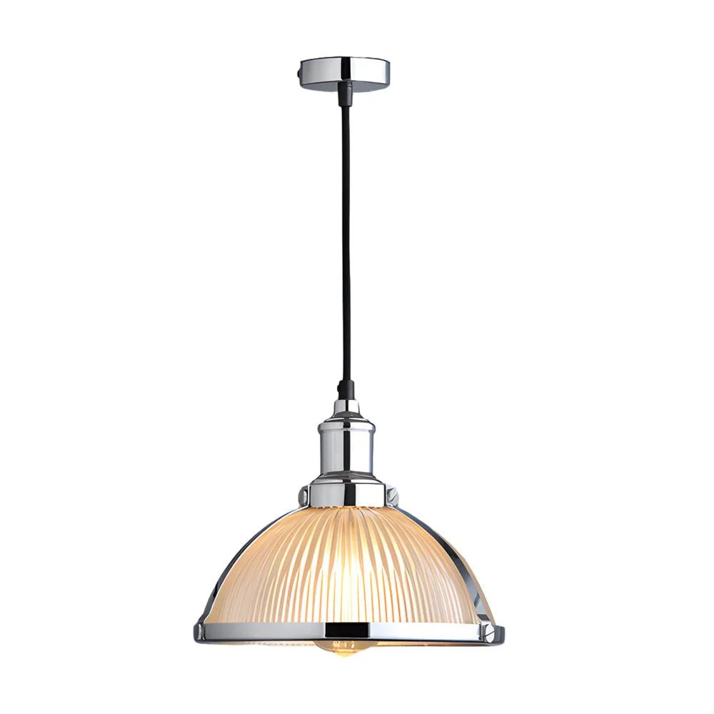 1-Light Retro Pendant Lamp with Striped Glass Shade -  - #tag1#