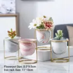 1 PC Nordic Style Marble Pattern Ceramics Golden Iron Art Vase Tabletop Flower Pot Home Wedding ea903390 549d 4ad5 a9a1 b570affb4225